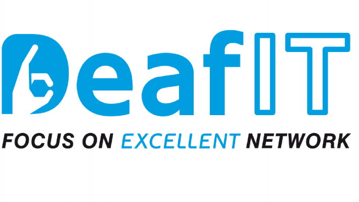 Logo der DeafIT-Konferenz. steht DeafIT. In der unteren Zeile: Focus On Excellent Network