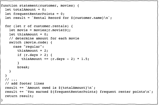 Fowler-Code for Refactoring 