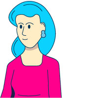 gezeichnete Frau mit blauen Haaren