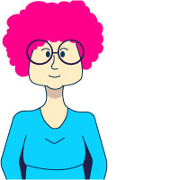 gezeichnete Frau mit pinken Haaren